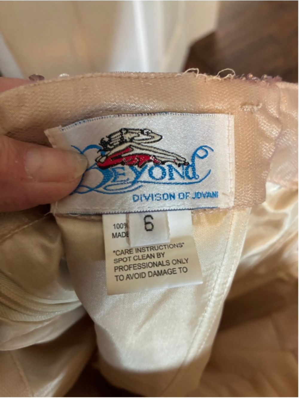 Women's Beyond Prom Dress Size 6 Beige Pink Strapless - Picture 3 of 4